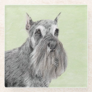 Dessous-de-verre En Verre Schnauzer (Giant, Standard) Peinture - Chien Art