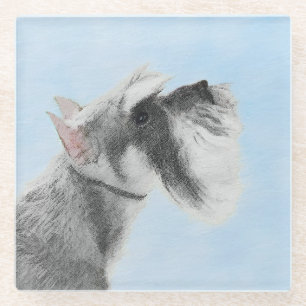 Dessous-de-verre En Verre Schnauzer (Giant, Standard) Peinture - Chien Art