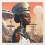 Dessous-de-verre En Verre Science-fiction futuriste de la reine afrofuturist<br><div class="desc">Produits d'art Imaginaire de The Lunarium.</div>