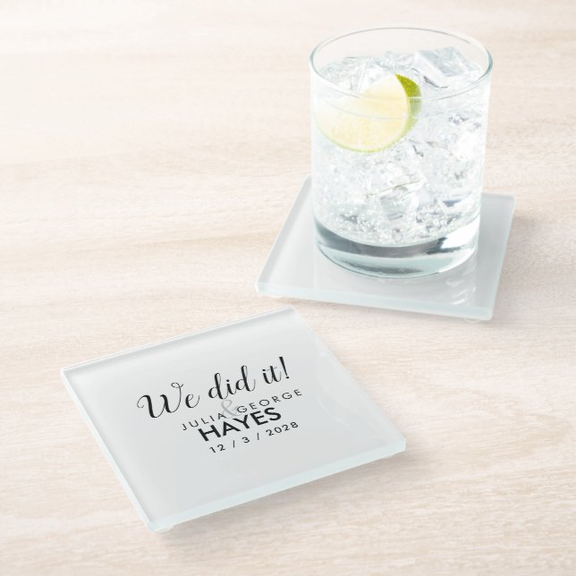 Dessous-de-verre En Verre Script Simple NOUS L'AVONS FAIT ! DESSOUS DE VERRE (Incliné)