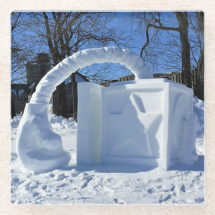 Dessous-de-verre En Verre Sculpture de neige, Québec, Canada