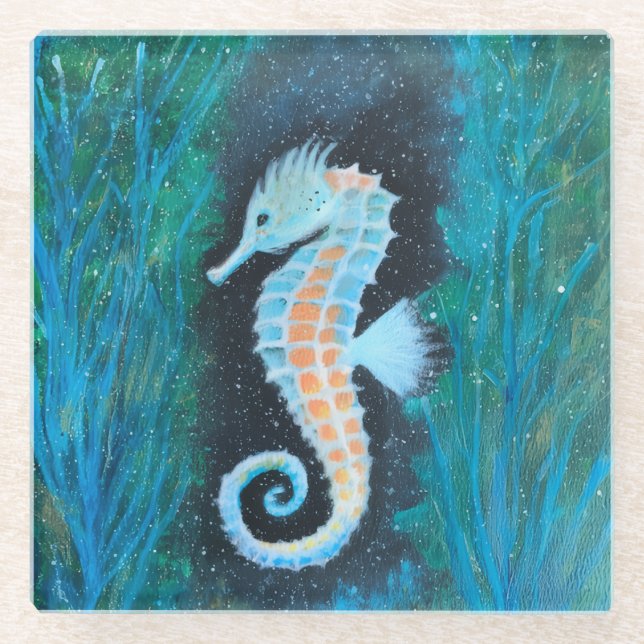 Dessous-de-verre En Verre Sea Horse Glass Coaster (Devant)
