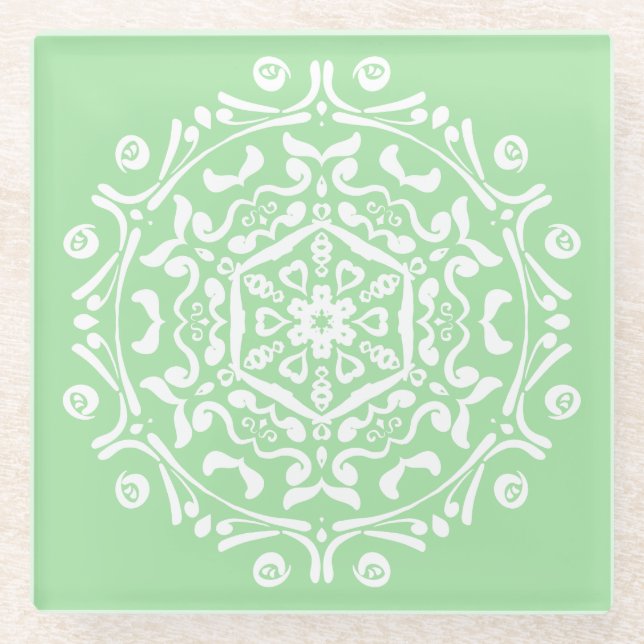 Dessous-de-verre En Verre Seafoam Mandala (Devant)