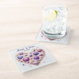 Dessous-de-verre En Verre Seashell Beach Valentine Anniversary Names