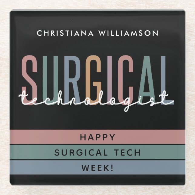 Dessous-de-verre En Verre Semaine ou technologie de technologue chirurgical  (Devant)