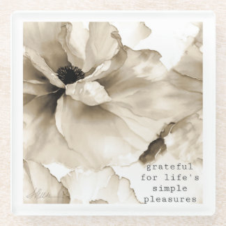 Dessous-de-verre En Verre Sepia floral remerciement