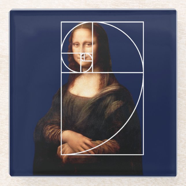 Dessous-de-verre En Verre Séquence Leonardo da Vinci Mona Lisa Fibonacci (Devant)
