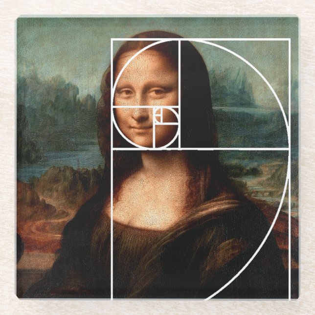 Dessous-de-verre En Verre Séquence Leonardo da Vinci Mona Lisa Fibonacci (Devant)