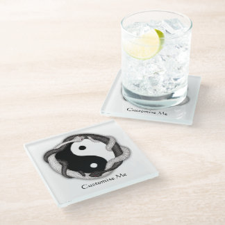 Dessous-de-verre En Verre Serpents double (blanc/noir)