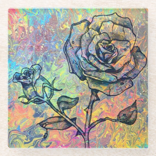 Dessous-de-verre En Verre S'est levé (Devant)