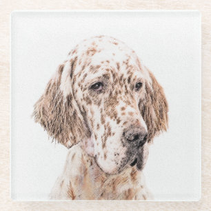 Dessous-de-verre En Verre Setter Anglais Orange Belton Peinture Art Chien