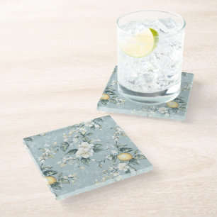 Dessous-de-verre En Verre Shabby Chic Série Florale Citron Design #6