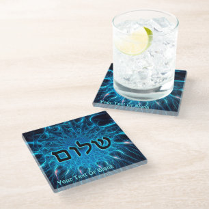 Dessous-de-verre En Verre Shalom Sur Fractage Bleu