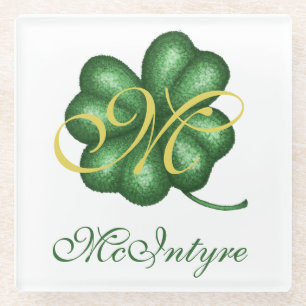 Dessous-de-verre En Verre Shamrock monogramme