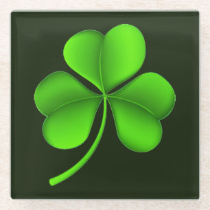 Dessous-de-verre En Verre Shamrock sur le coastérisque vert foncé