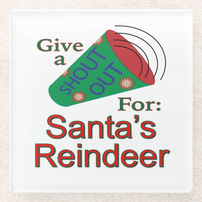 Dessous-de-verre En Verre Shout Out pour Père Noël Reindeer (Devant)