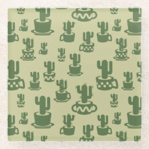 Dessous-de-verre En Verre Silhouette de cactus succulent en tasses et pots