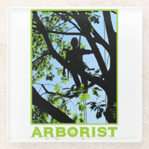 Dessous-de-verre En Verre Silhouette de grimpeur d'arbre : Arboriste