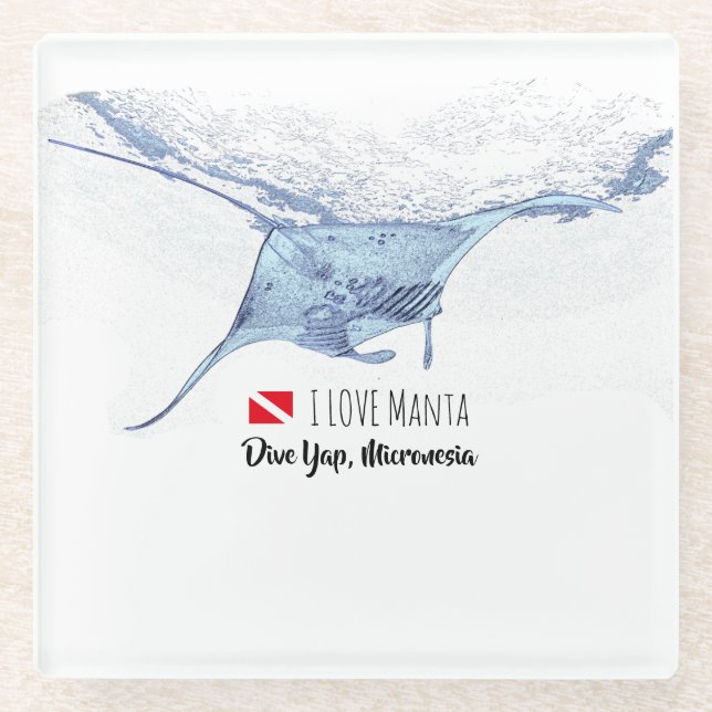 Dessous-de-verre En Verre Silhouette de Manta ray (Devant)