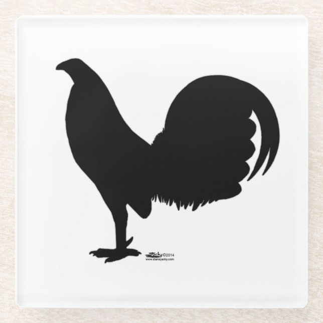 Dessous-de-verre En Verre Silhouette du coq Gamecock (Devant)