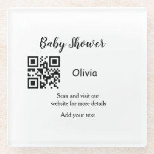 Dessous-de-verre En Verre Simple baby shower site web code-barres QR ajouter