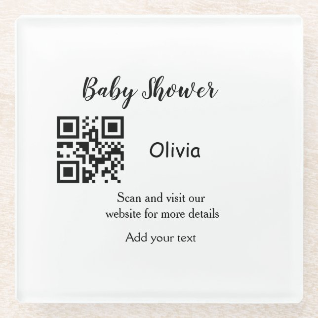 Dessous-de-verre En Verre Simple baby shower site web code-barres QR ajouter (Devant)