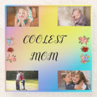 Simple Coolest Mom 4 photos bleu rose jaune