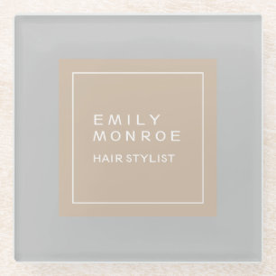 Dessous-de-verre En Verre Simple Moderne Minimaliste Votre Nom Pastel Couleu