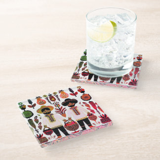 Dessous-de-verre En Verre simple peinture madhubani