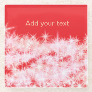 Dessous-de-verre En Verre Simple rouge rose brillant étoiles ajouter votre t