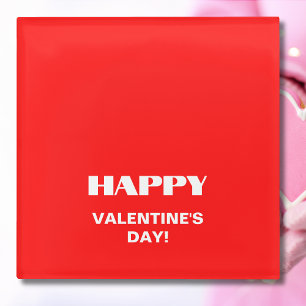 Dessous-de-verre En Verre Simple White Clean Joyeux Valentines Jour Rouge