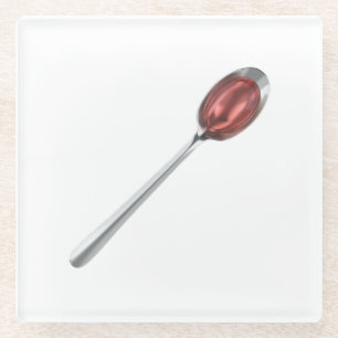 Dessous-de-verre En Verre Sirop rouge en cuillère argentée