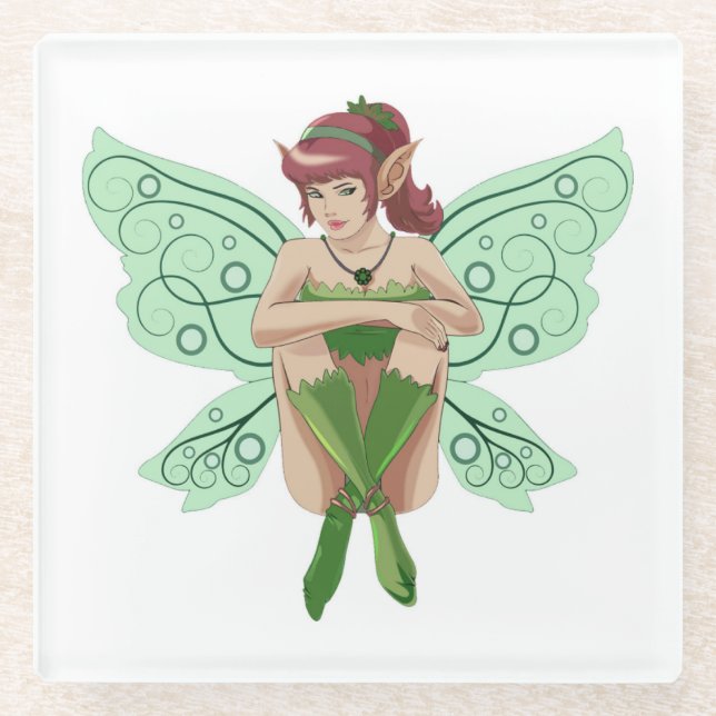 DESSOUS-DE-VERRE EN VERRE SITTING FAIRY (Devant)