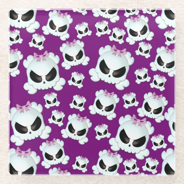 Dessous-de-verre En Verre Skullz Girly (Devant)