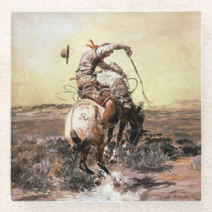 Dessous-de-verre En Verre « Slick Rider » Art occidental de Charles M Russel