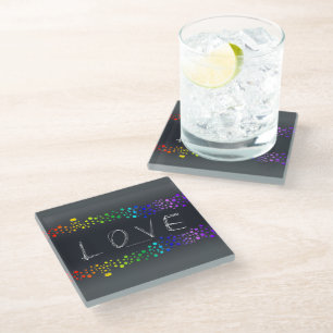 Dessous-de-verre En Verre SlipperyJoe aime les bulles rouge orange jaune ver