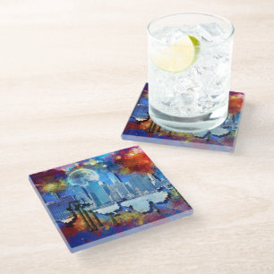 Dessous-de-verre En Verre SlipperyJoe NYC graffiti lue entourée tourbillon