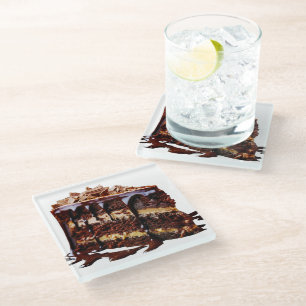 Dessous-de-verre En Verre SlipperyLa décadence de gâteau au chocolat pur de