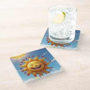 Dessous-de-verre En Verre "Smiling Sun Coasters – Répandez la joie avec Eve