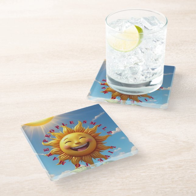 Dessous-de-verre En Verre "Smiling Sun Coasters – Spread Joy with Eve (Incliné)