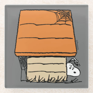 Dessous-de-verre En Verre Snoopy Halloween Spider Web Doghouse