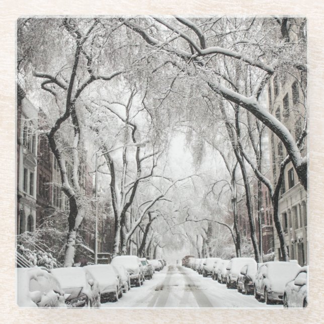 Dessous-de-verre En Verre Snow Urban Christmas à Brooklyn (Devant)