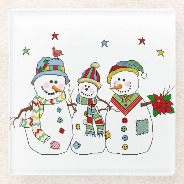 Dessous-de-verre En Verre Snowman (Devant)