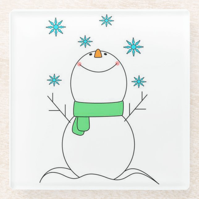 Dessous-de-verre En Verre Snowman (Devant)