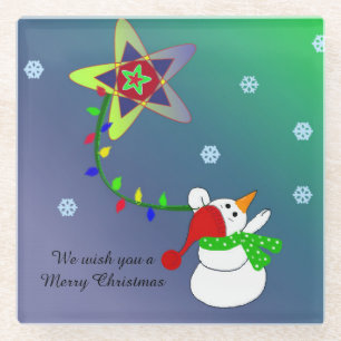Dessous-de-verre En Verre Snowman avec étoile
