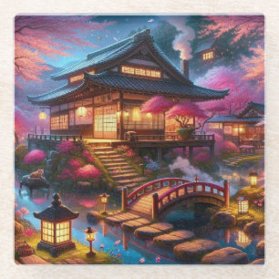 Dessous-de-verre En Verre Soirée de printemps dans un jardin japonais