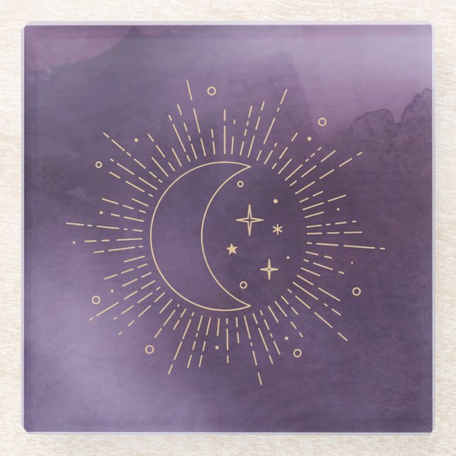 Dessous-de-verre En Verre Soleil et Lune (Devant)