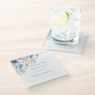 Dessous-de-verre En Verre Something blue avant de faire floral Baby shower p