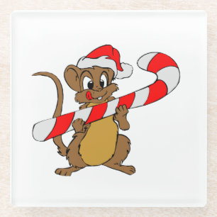 Dessous-de-verre En Verre Souris avec du sucre de canne de Noël