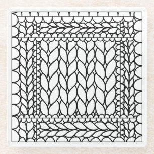 Dessous-de-verre En Verre Sous-verre à boire en verre KNIT PURL BLANC